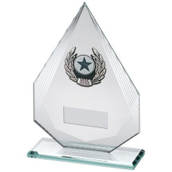 Jade/Silver Diamond Glass With Silv/Blk Trim Trophy - 6.5"
