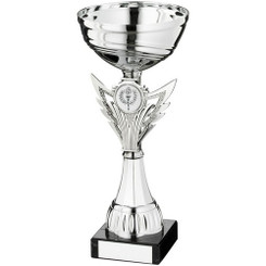 Silver V Spacer Trophy With Plate - 9.5"
