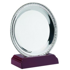 Silver Plated 'Rope' Salver On Wooden Stand - 4.5"