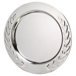 Silver Plated Iron Salver Round With Laurel Edge - 0.5mm Thick 12"