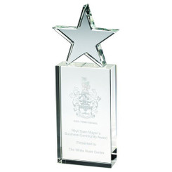 Clear Glass Block With Glass Star - 8"