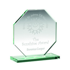 Jade Glass Octagon Plaque (10mm Thick) - 4"