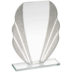 Jade Glass Plaque With Silver Glitter Detail - 7.25"