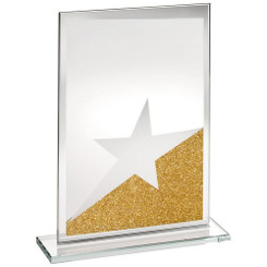 Jade Glass Rectangle Plaque With Gold/Silver Glitter Detail - 8"