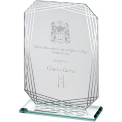 Jade Glass Rectangle With Silver Lined Edges - 8.25"
