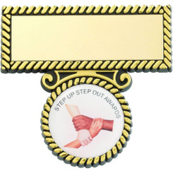 Black/Gold Plastic Badge And Bar - 2"