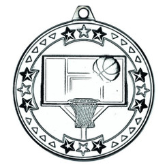 Basketball 'Tri Star' Medal - Silver 2"
