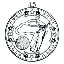 Golf 'Tri Star' Medal - Silver 2"