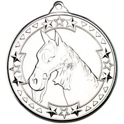 Horse 'Tri Star' Medal - Silver 2"