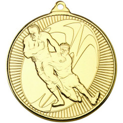 Rugby 'Multi Line' Medal - Gold 2"