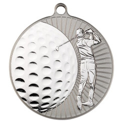 Golf 'Two Colour' Medal - Matt Silver/Silver 2.75"