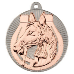 Horse 'Two Colour' Medal - Matt Silver/Bronze 2"