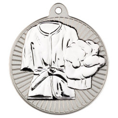 Martial Arts 'Two Colour' Medal - Matt Silver/Silver 2"
