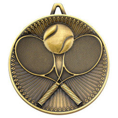 Tennis Deluxe Medal - Antique Gold 2.35"