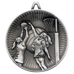 Netball Deluxe Medal - Antique Silver 2.35"