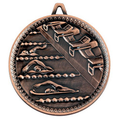 Swimming Deluxe Medal - Bronze 2.35"