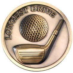 Golf Medallion Antique Gold - Longest Drive 2.75"