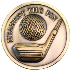 Golf Medallion Antique Gold - Nearest The Pin 2.75"