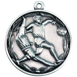 Double Footballer Medal - Antique Silver 2"