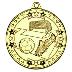 Football 'Tri Star' Medal - Gold 2"