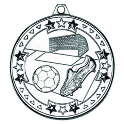 Football 'Tri Star' Medal - Silver 2"