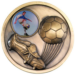 Football And Boot Medallion - Antique Gold 2.75"