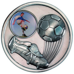 Football And Boot Medallion - Antique Silver 2.75"