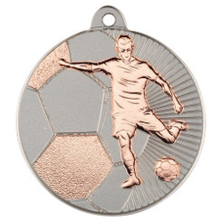 Football 'Two Colour' Medal - Matt Silver/Bronze 2"