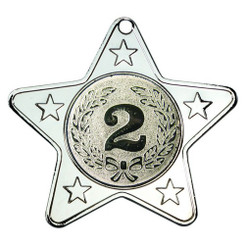 Star Shaped Medal With 5 Mini Stars - Silver 2"
