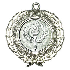 Laurel Wreath Edged Medal - Silver 1.75"