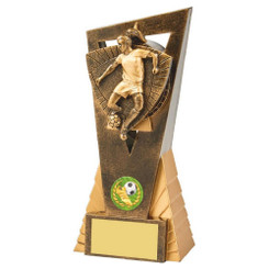 Antique Gold Female Footballer Edge Trophy - 18cm
