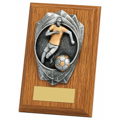 "Rose" Light Oak Football Award (Male) - 15cm