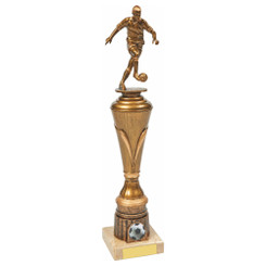Antique Gold Male Football Pillar Trophy - 35cm