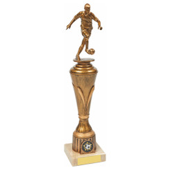 Antique Gold Male Football Pillar Trophy - 33cm