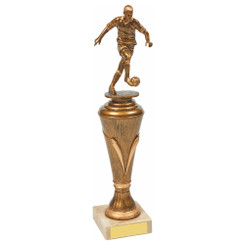 Antique Gold Male Football Pillar Trophy - 30cm
