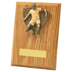 Male Footballer Wood Plaque Award - 15cm