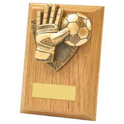 Football Goalie Wood Plaque Award - 13cm