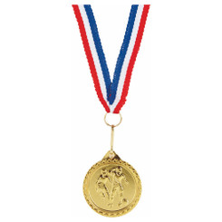 32mm Male Football Medal with Ribbon (Gold / Silver) - 3.2cm