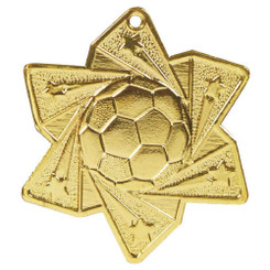 60mm Gold Football Star Medal - 6cm