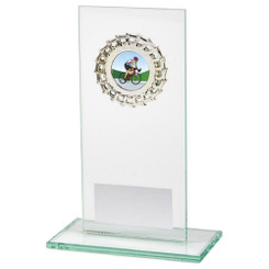 Jade Glass Stand with Silver Trim - 16cm