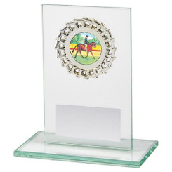 Jade Glass Stand with Silver Trim - 12cm