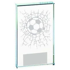 Clear Glass Football Award - 14cm