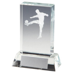 Crystal Football Award with 3D Image inside - 9.5cm