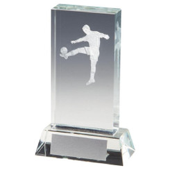 Crystal Football Award with 3D Image inside - 11cm