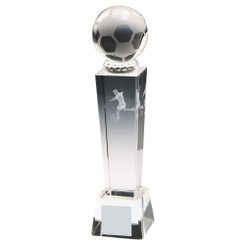 Crystal Column 3D Football Award - 16.5cm