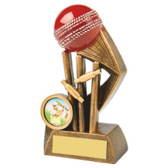 Resin Cricket Award with Red Ball - HEAVY - 13cm