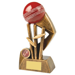 Resin Cricket Award with Red Ball - HEAVY - 21cm