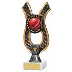 Antique Silver Ribbon Cricket Ball Award - 22cm