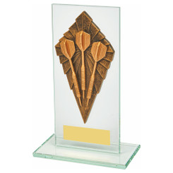 Jade Glass Award with Resin Tri Dart Trim - 16cm