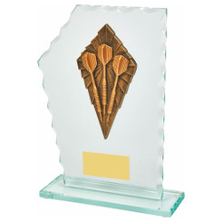 Jade Glass Award with Resin Tri Dart Trim - 20cm